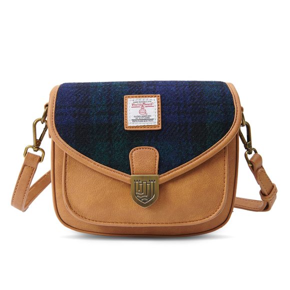 The Mini Saddle Bag With Shoulder Strau Leather And Harris Tweed XD - Picture 1 of 7
